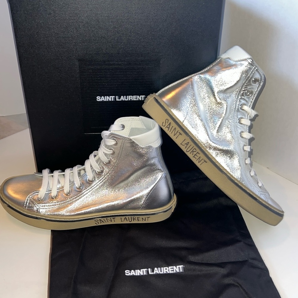 Saint Laurent silver high top sneakers